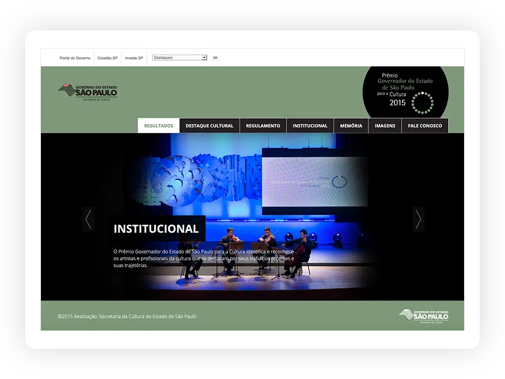 Site Prêmio Governador do Estado de SP